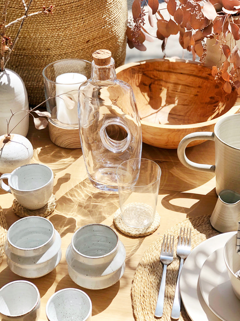 Handblown Glass Carafe with Cork Top