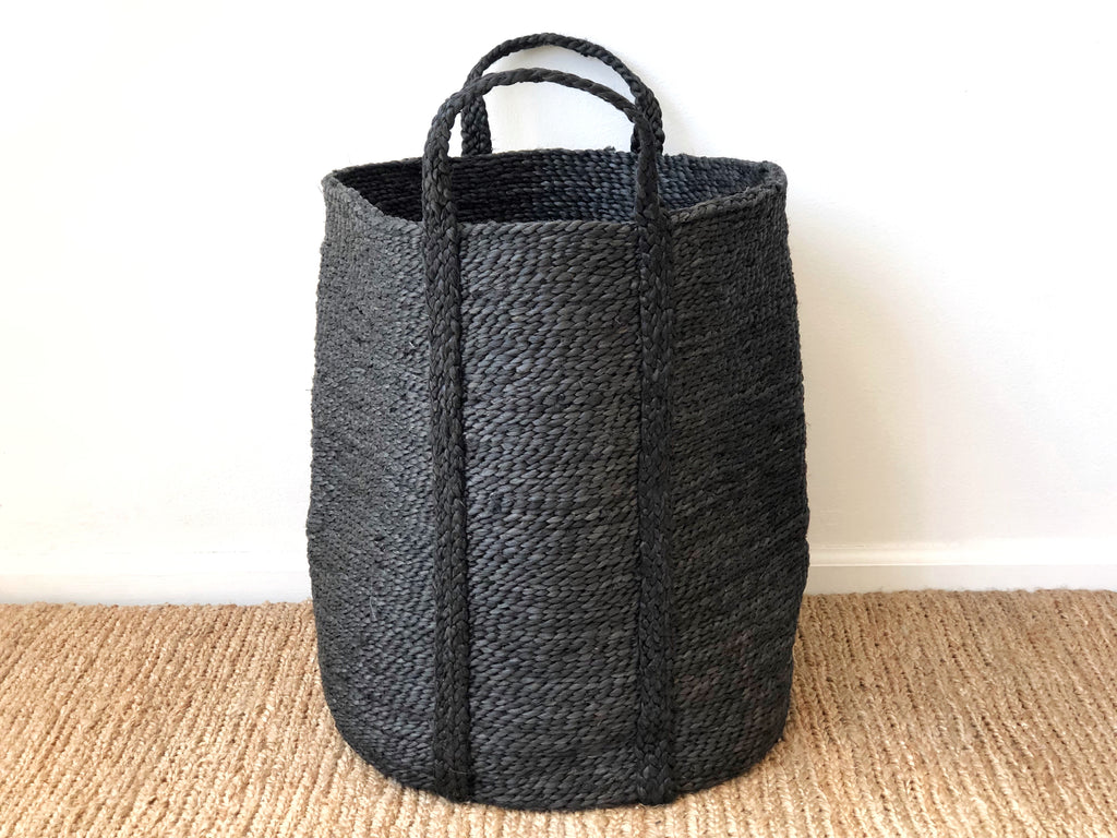 Handwoven Jute Basket Charcoal Tall