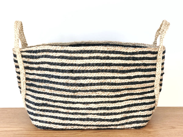 Handwoven Jute Basket Striped Small