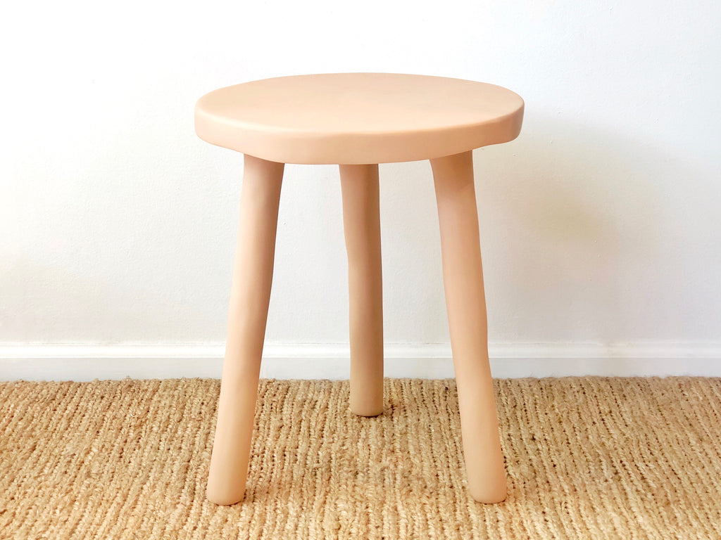 Hand-Sculpted Resin Side Table / Stool Clay