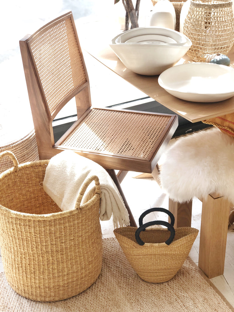 Handwoven Basket with Handles Tall