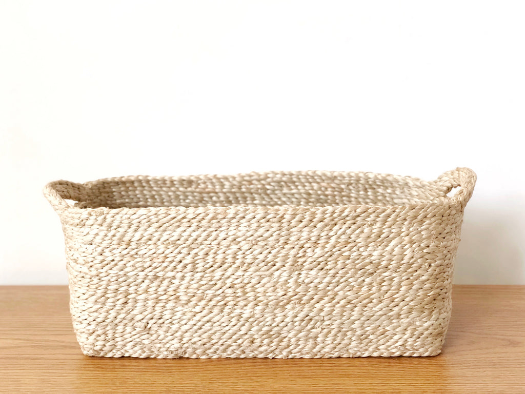 Handwoven Jute Basket Natural Rectangle Small