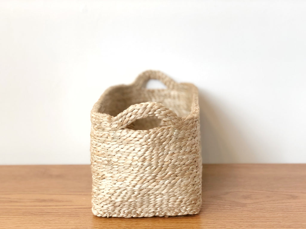Handwoven Jute Basket Natural Rectangle Small