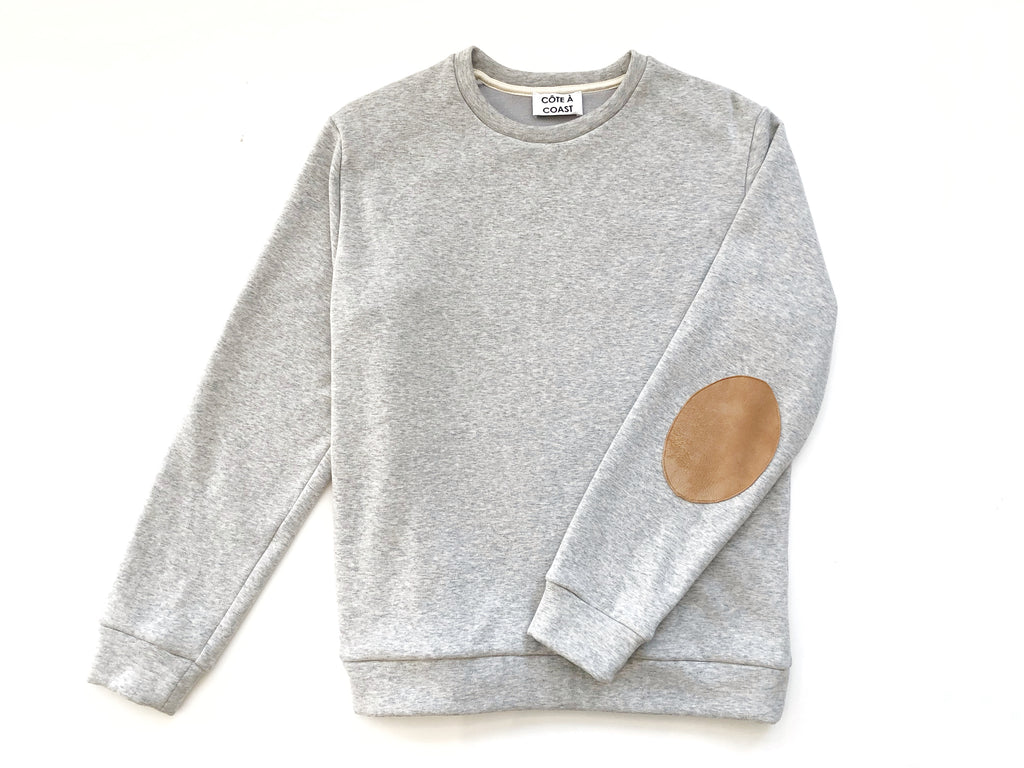 Heather Grey Sweatshirt with Suede Elbow Patches