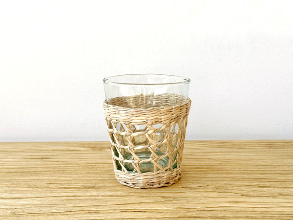 Handwoven Seagrass Recycled Glass Short Cup