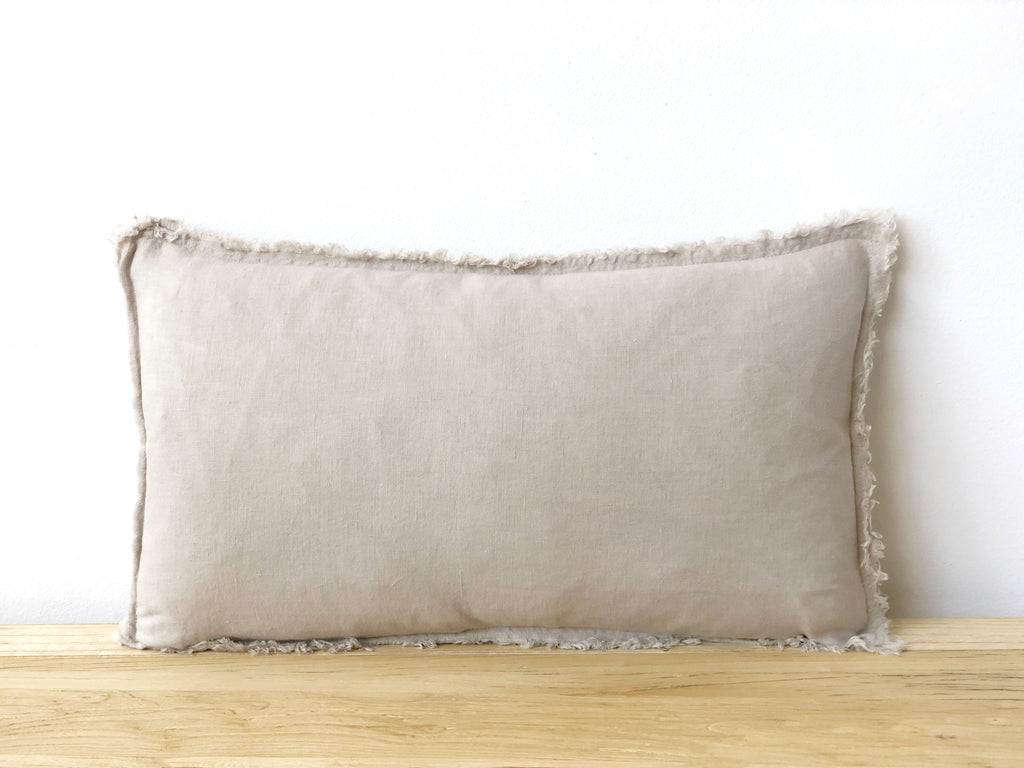 Linen Fringed Lumbar Pillow