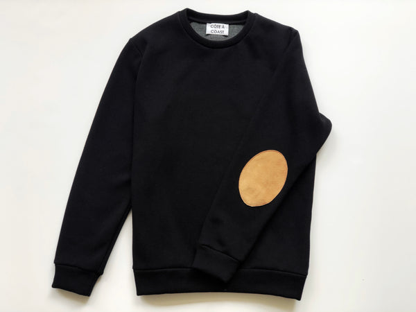 Black Sweatshirt with Suede Elbow Patches