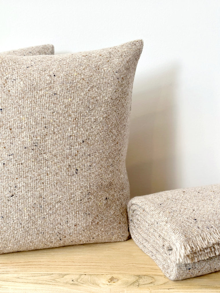 Handwoven Lambswool Cashmere Throw - Oatmeal