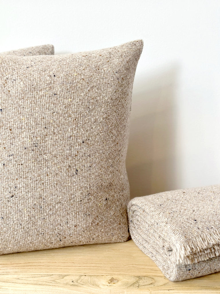 Handwoven Lambswool Cashmere Pillow - Oatmeal
