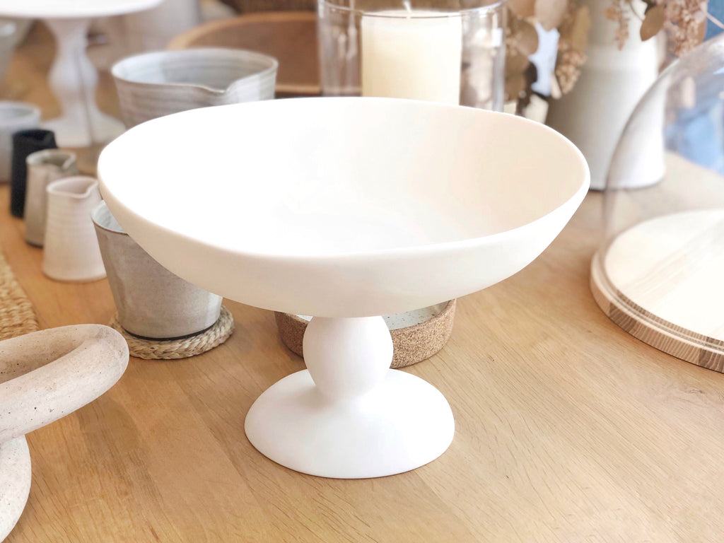 Hand-Sculpted Resin Pedestal Bowl